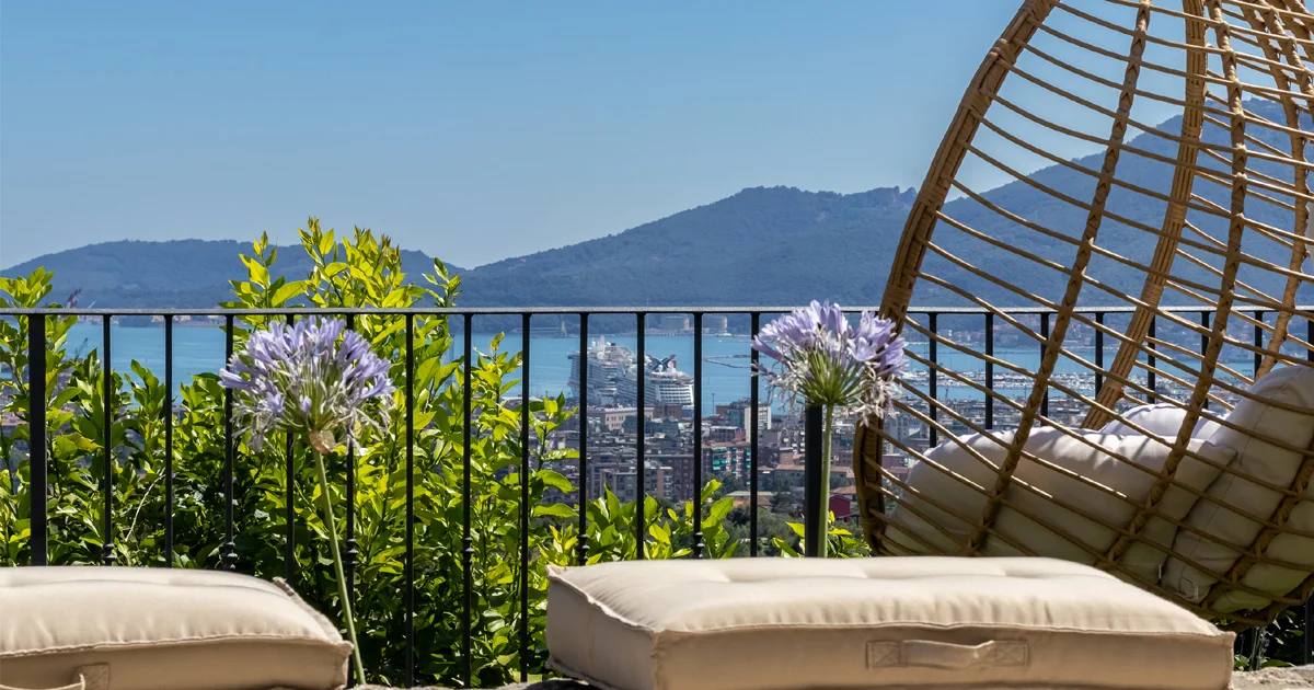 Panoramic sea views from a villa near Cinque Terre in La Spezia