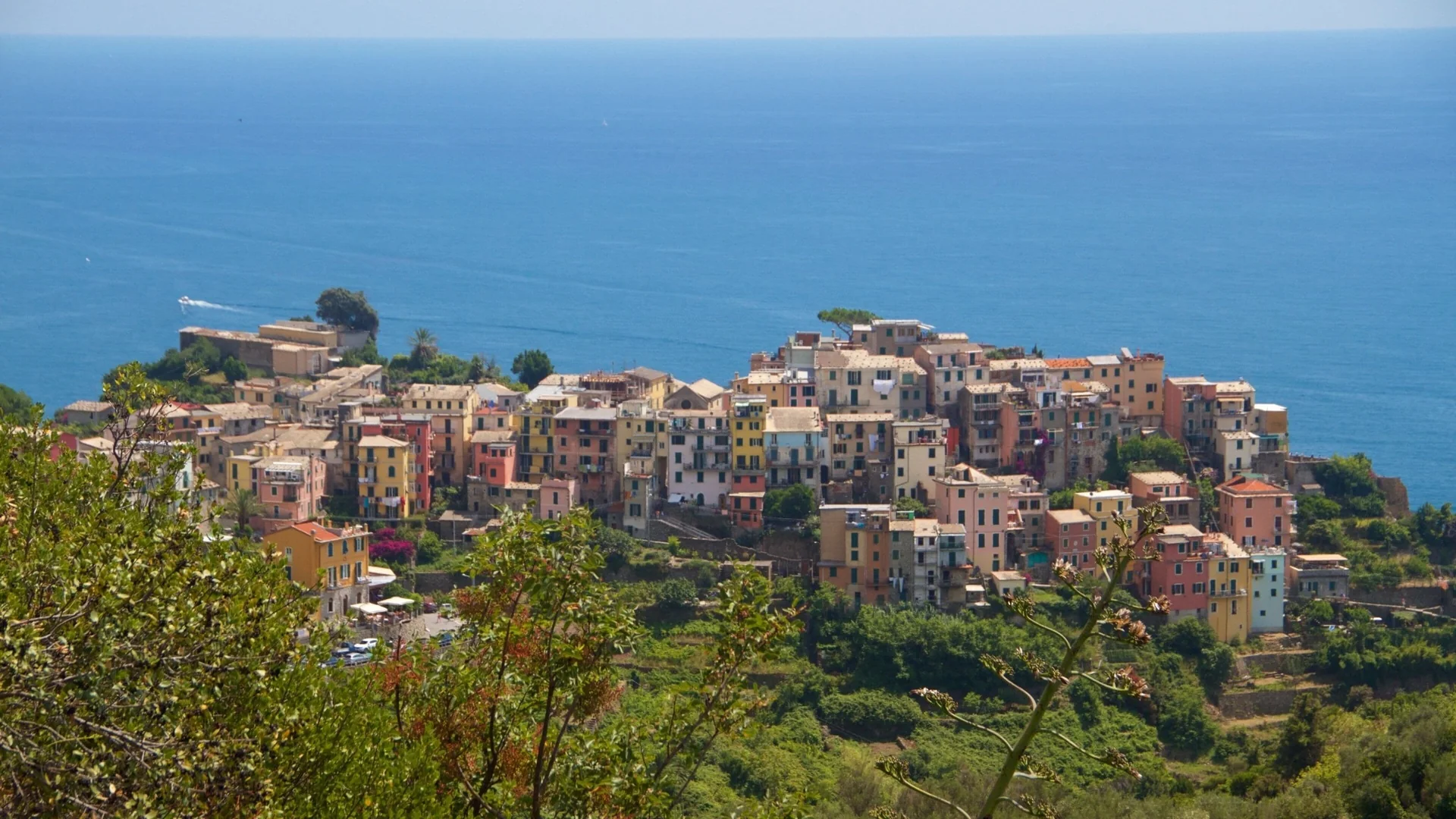 Corniglia hillside village overlooking the Ligurian Sea