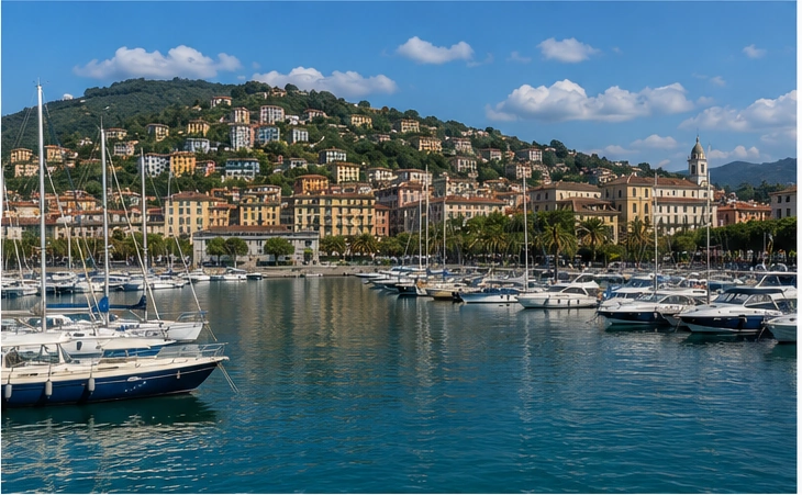 La Spezia harbour and city waterfront seen from the Gulf of Poets