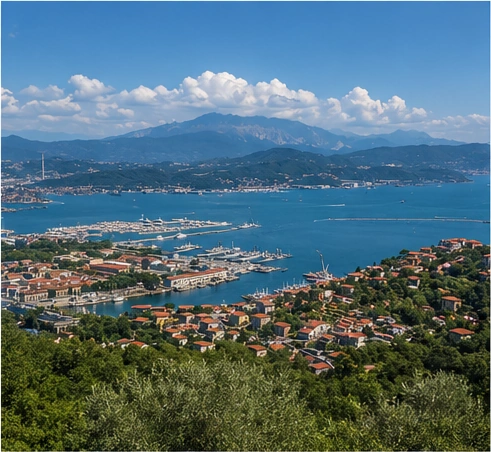 Hills and sea around La Spezia and the Gulf of Poets