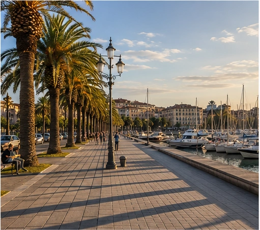 Passeggiata Morin and La Spezia harbour on the Gulf of Poets